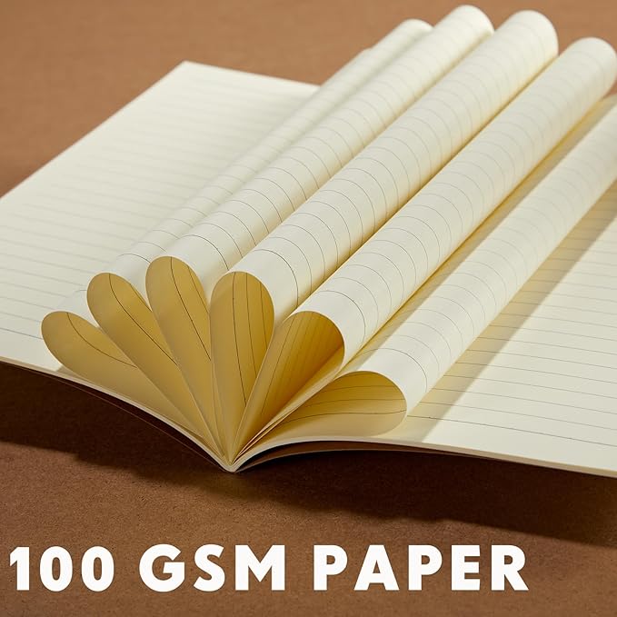 100 Pcs Kraft Notebook Journals 5.5 Inch x 8.3 Inch A5 Softcover Notebooks Bulk for Writing Sketch Office Notepad with 60 Pages 30 Sheets (Dark Brown,Lined)