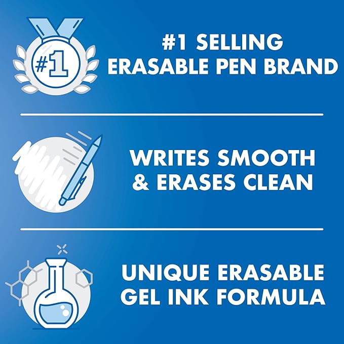 PILOT FriXion Synergy Clicker Erasable Gel Ink Pens, Extra Fine Point, Navy Ink, 8-pack (17852)