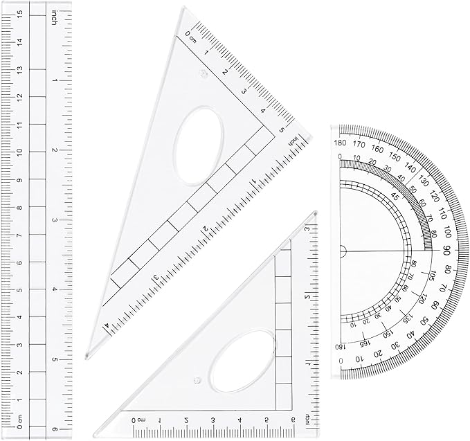 10 Pieces Math Geometry Kit Set Student Supplies with Shatterproof Storage Box,Includes Rulers,Protractor,Compass,Eraser,Pencil Sharpener,Lead Refills,Pencil,for School and Drawings（Black）