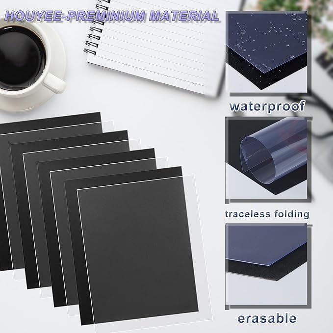 100 Pack Binding Covers Set, 8.5x11 Inches, Including 50 Pcs 12 Mil Ultra Clear PET Binding Covers, 50 Pcs 12 Mil Black Sand Textured