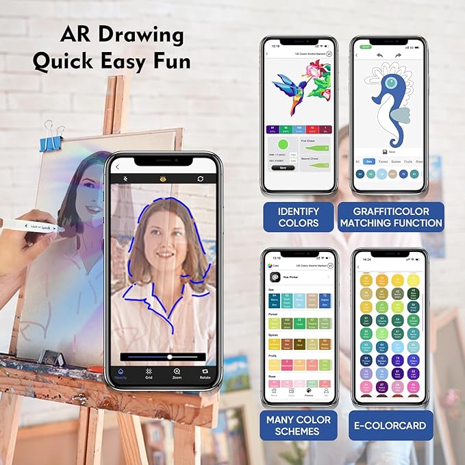 YHC 120 Colors Alcohol Markers for Artists, Free APP for Coloring, Dual Tips Alcohol-Based Markers for Drawing,Painting and Sketching, Great Gift Idea for Kids and Adults