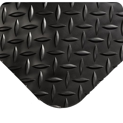 Wearwell 414.1516x6x69BK Diamond-Plate SpongeCote UltraSoft Mat, 69' Length x 6' Width x 15/16" Thick, Black