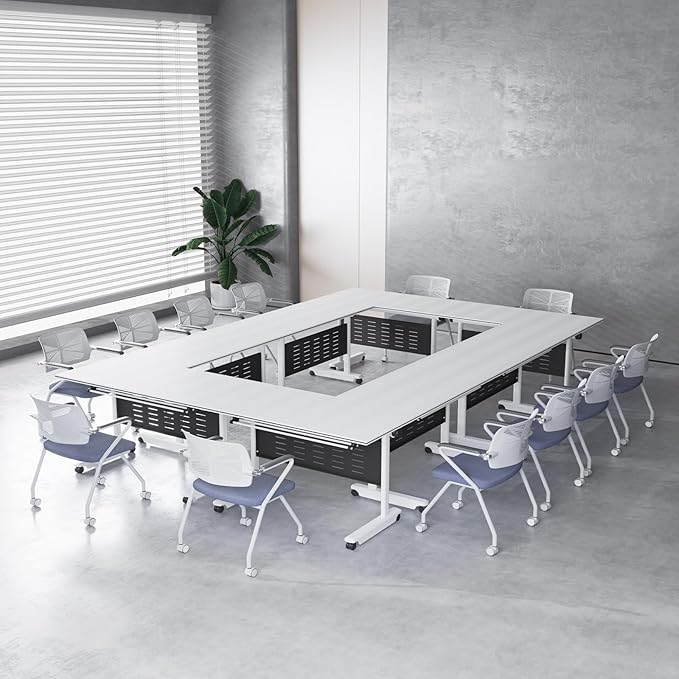 10Pack Conference Room Table, Folding Conference Table for Office Classroom, Mobile Training Tables with Casters Silent Wheels, Large Rectangular Convertible Modular Seminar Tables (L47.2in)