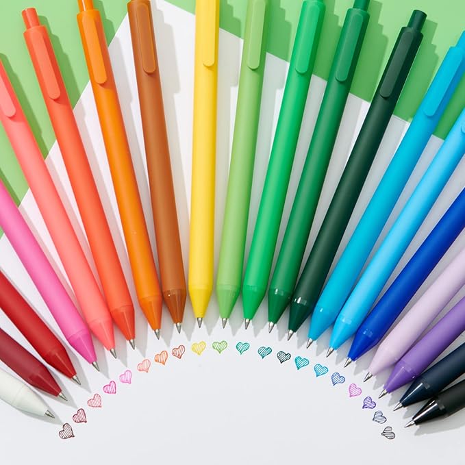 Kaco PURE Gel Pens Assorted Color Ink 20 Pieces 0.7mm, Medium Point, Aesthetic Cute Stationery Pens for Journaling Note Taking Pens