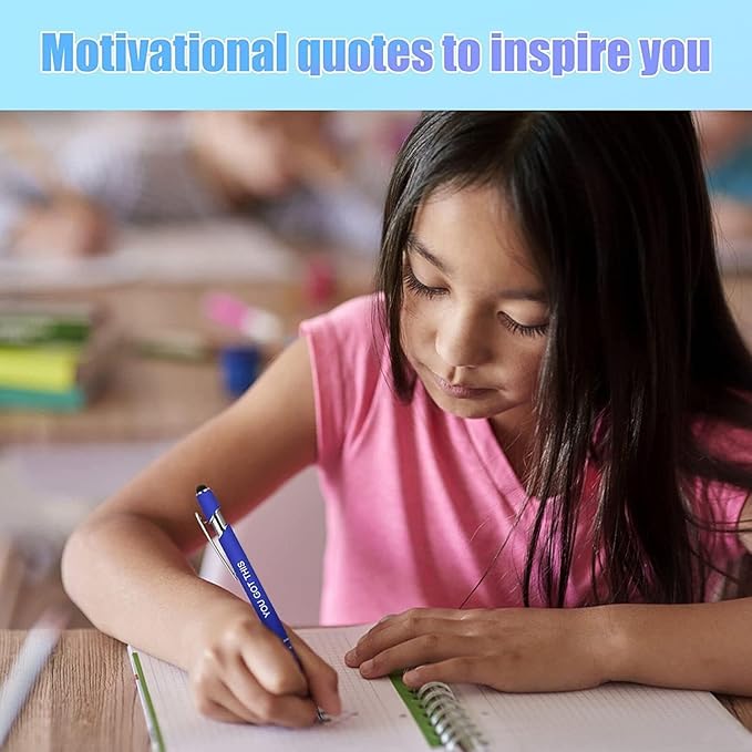 10 Pcs Inspirational Pens - Motivational Ballpoint Pens Bulk with quotes Stylus Tip Gifts for School Coworkers Office Supplies Black Ink