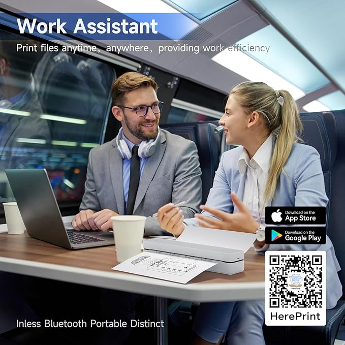 iDPRT Portable Printer Wireless for Travel - 203DPI Bluetooth Mobile Printer Support for 8.5"x11" US Letter, Inkless Compatible with iOS, Android, Laptop for Office, Car and Home, School