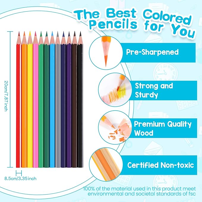 1152 Count Colored Pencils Bulk, 96 Packs Colored Pencils for Kids 12 Colors, Pre-sharpened Coloring Pencils for Adults, Bulk School Supplies for Teachers, Back to School Supplies, Classroom Prizes
