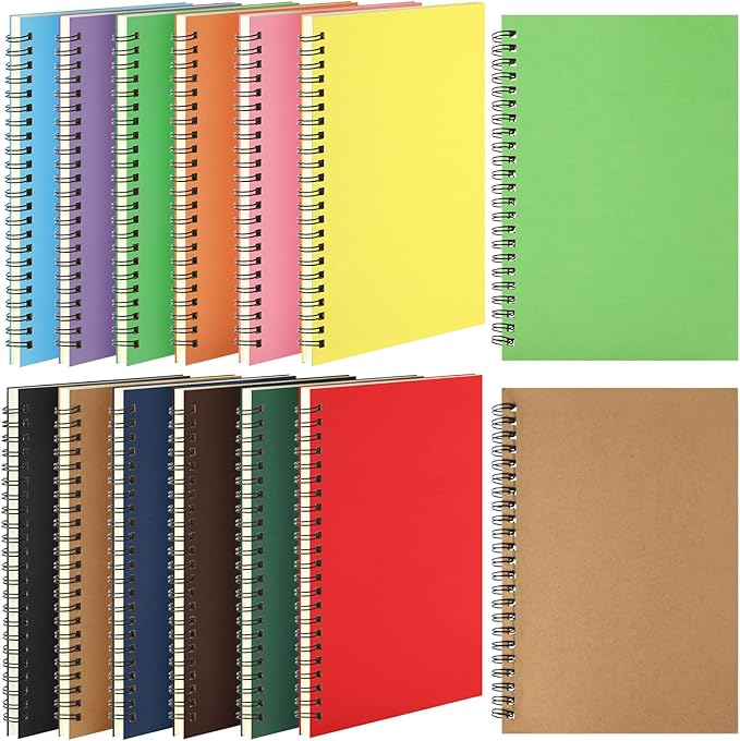 12 Pack Small Spiral Notebook A5 Lined College Ruled Spiral Journal Notebook 5.5 x 8.3 Inch Kraft Cover, 120 Pages for Work Students Office Business(Multi Colors)