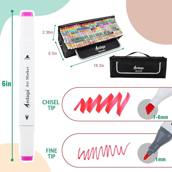 280 Colors Alcohol Markers with Free App, Dual Tip Art Markers with Kickstand Case for Artists Adults and Kids,Alcohol Based Marker for Coloring Painting Sketching and Drawing, Great Gift