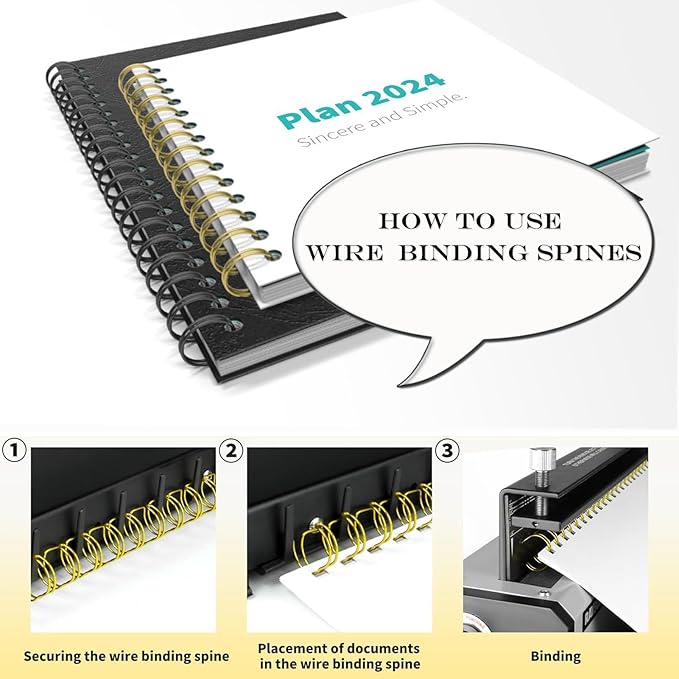 100 Pack Double Loop Wire Binding Spines, YolieraArt Wire Binding Spines, 5/8 Inch Binding Wire for Letter Size (140 Sheet Capacity), 100P, 3:1 Pitch, White)