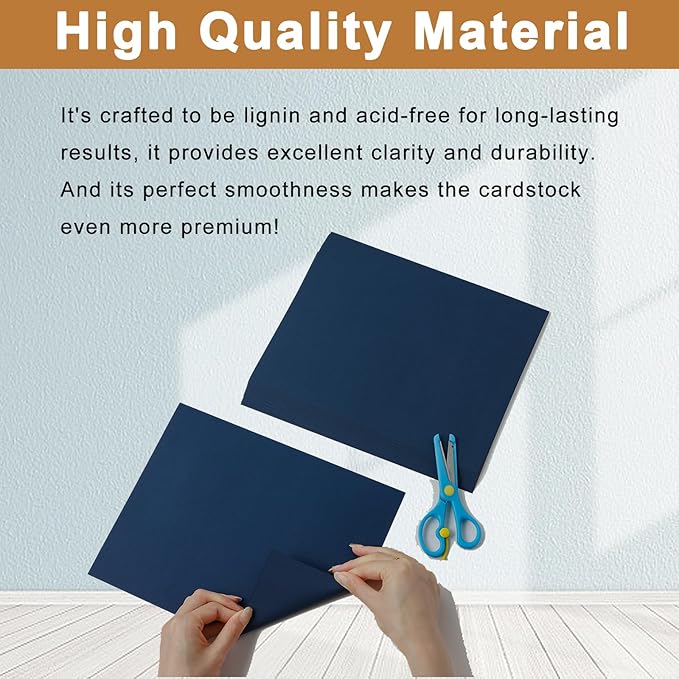 100 Sheets Navy Blue Cardstock 8.5 x 11 Scrapbooking Paper, 75lb Dark Blue Certificate Paper Card Stock for Cards Making, Greeting Cards, Wedding Invitations, Menus