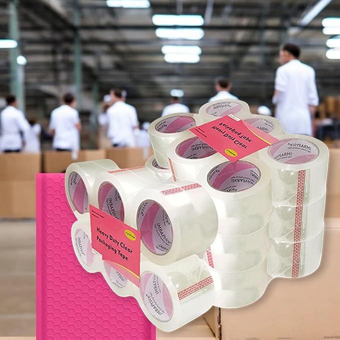iMBAPrice 3-Inch Clear Packing Tape, 24 Rolls Extra Wide Shipping & Packing Tape (3" x 110 yard/330' Each) - Moving & Adhesive Carton Sealing for Office and Storage
