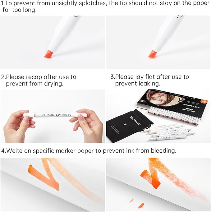 Shuttle Art 30 Colors Skin Tone&Hair Art Markers, Dual Tip Alcohol Based Flesh Color Marker Pen Set Contains 1 Blender Perfect for Kids & Adults Portrait,Comic, Anime, Manga, Illustration