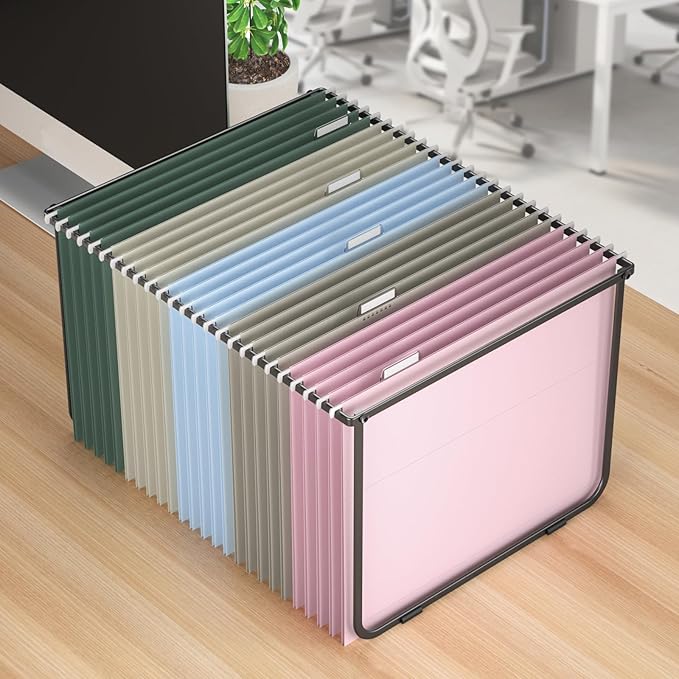 Hanging File Folders Letter Size, 25 Pack File Organizer Folders,1/5-Cut Tabs with Hanging File Folder Frame, Heavy Duty 1 Inch Expansion, Stay Organized for Your Home and Office Bulk File.