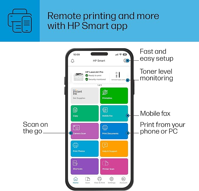 HP LaserJet Pro 4001n Black & White Printer, Print, Fast speeds, Easy setup, Mobile printing, Advanced security, USB, Ethernet Connection, Best-For-Office