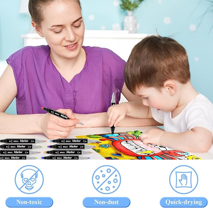 M&G 60 Colors Dual Tip Alcohol Art Sketch Markers, Drawing Markers for Adult Coloring Books, Drawing, Sketching, Doodling, Art Projects, School Supplies