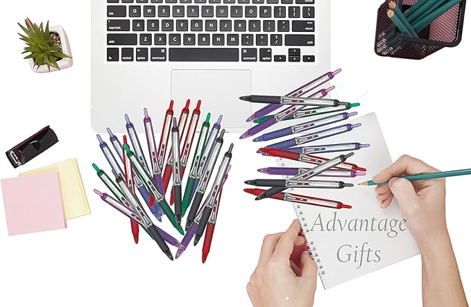 Precise V7 RT Retractable Rolling Ball Pens, Fine Point (.7mm), Assorted Colors Black/Blue/Red Ink, 5-pk; Premium Comfort Grip, Bundle with Plastic Reusable Pouch