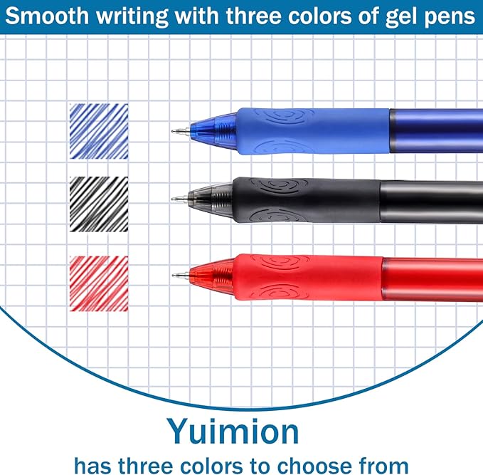 16 Pcs Retractable Gel Pens Fine Point (0.5mm) Rollerball Pens for Smooth Writing (Black&Red&Blue Ink) for Women Men Journaling School and Office Supplies Use…