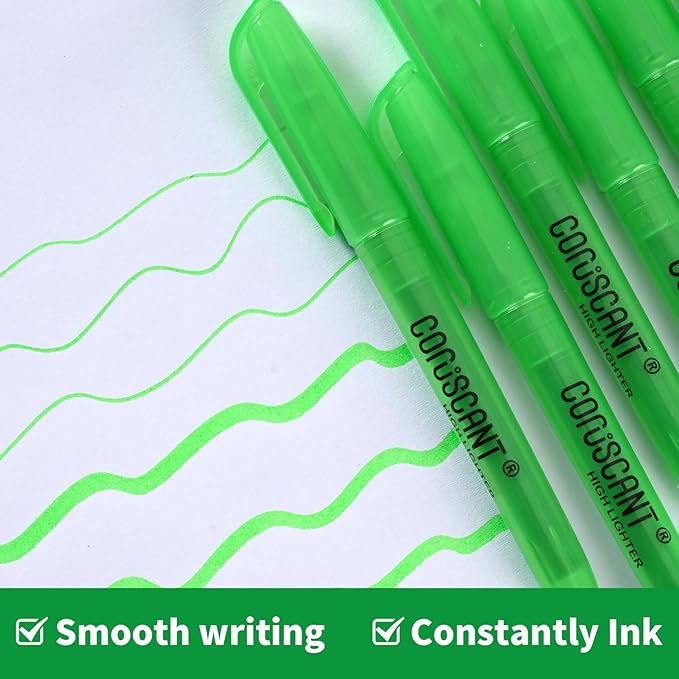 coruscant Green Highlighter,40 Packs of highlighters, Chisel Tip Marking, Quick Drying, No Bleed for Teacher Students Organizing and Coloring in the Classroom, Home, Office