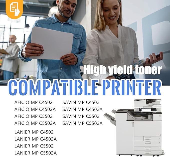 1 Pack MP C5502 Black Toner Cartridge | Replacement for Ricoh MP C5502 Work with Aficio MP C4502 C4502A C5502 C5502A LANIER MP C4502 C4502A C5502 C5502A SAVIN MP C4502 C4502A C5502 C5502A | 841751