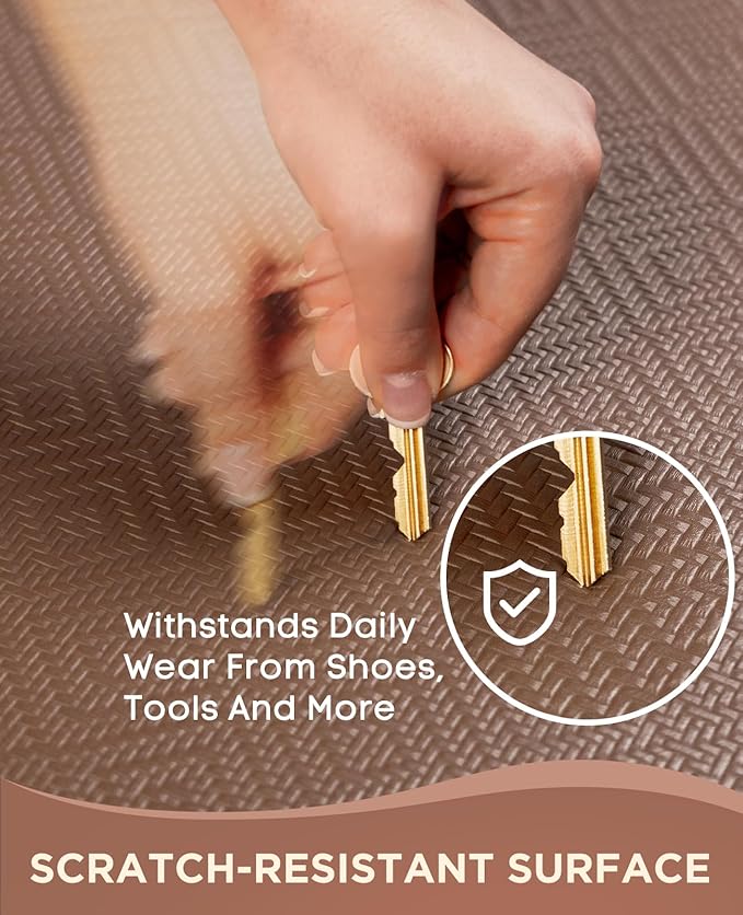 Ophanie Kitchen Mats for Floor, 9/10 Inch Thick Kitchen Rugs, Anti Fatigue Standing Cushioned Mat, Waterproof,Comfort Ergonomic Mat for Office, Home, Sink, 20''x32'' Brown Non-Slip Bottom