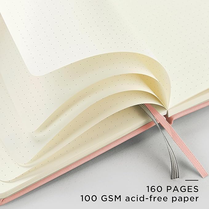 &And Per Se Dotted Journal Notebook, A5 Hardcover Bullet Dotted Journal, 160 Pages 100 gsm Thick Dotted Paper, 3 Sheets of Stickers Included - 5.7'' x 8''（Red）