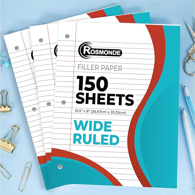 1152 Pack (Pallet) Loose Leaf Paper Bulk, 172800 Sheets, Wide Ruled, Pallet of Filler Paper, 150 Sheets/Pack, 8 x 10.5", 3 Hole Punched, 56 Gsm Thick Sheets, School & Office, 4-7 Days Transit