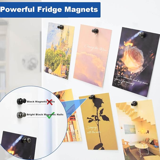 110Pcs Fridge Magnets Push Pin Magnets, Small Refrigerator Magnet s Rare Earth Magnet s for Magnetic Decorative, Strong Magnet s for Whiteboard, Classroom, Dry Erase and Locker