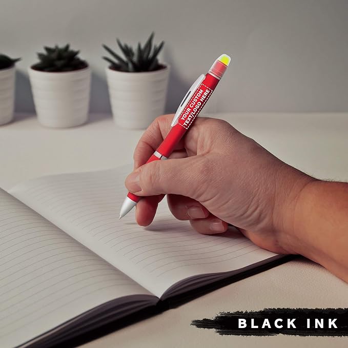 DISCOUNT PROMOS 50 Marathon Gel Highlighter Pens Pack - Customizable Text, Logo - Twist Mechanism, Ballpoint - Red