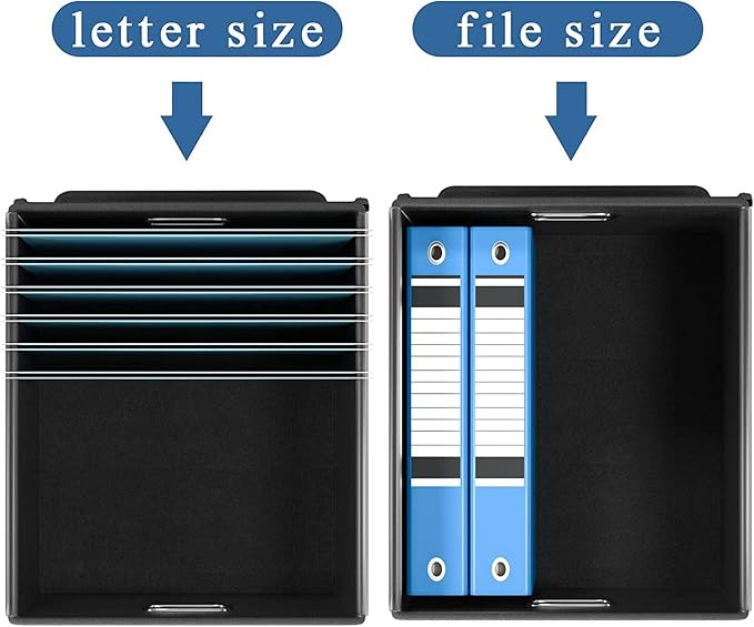 Huolewa Portable File Organizer Box with Lid, Stylish Filing Box Organizer Cabinet For Hanging File Folders, Universal Hanging Filing & Storage Boxes with Plastic Slides for Office/Decor/Home