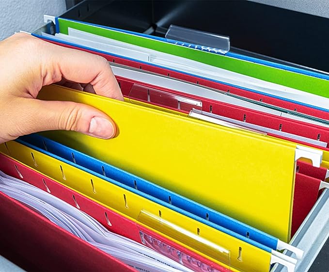 HERKKA Extra Capacity Hanging File Folders, 60 Pack Reinforced Letter Size Hanging Folders with Heavy Duty 3 Inch Expansion, Designed for Bulky Files, Medical Charts, Adjustable Tabs, Assorted Colors