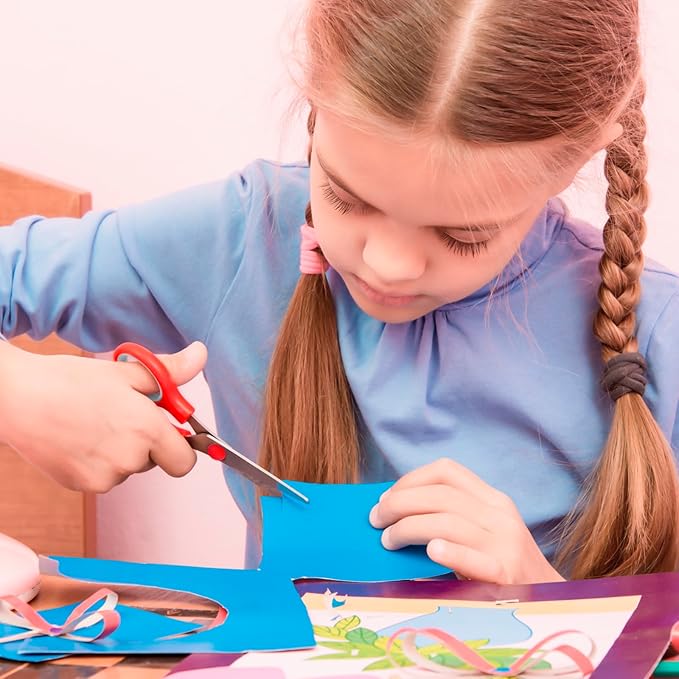 Black-Purple Scissors Pack, Rkqoa 8" Adult Scissors All Purpose - Comfort-Grip Sharp Shears for Office School Sewing Fabric Craft Art Supplies, Teacher/Class Everyday use, Classroom Must have