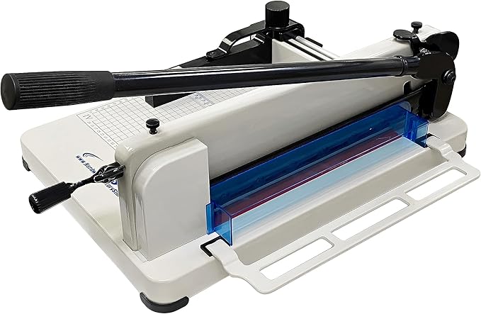 HFS(R) Heavy Duty Guillotine Paper Cutter Bundle - A4, 12'' Blade, 400 Sheet Capacity, Solid Steel Construction with Replacement Cutting Stick