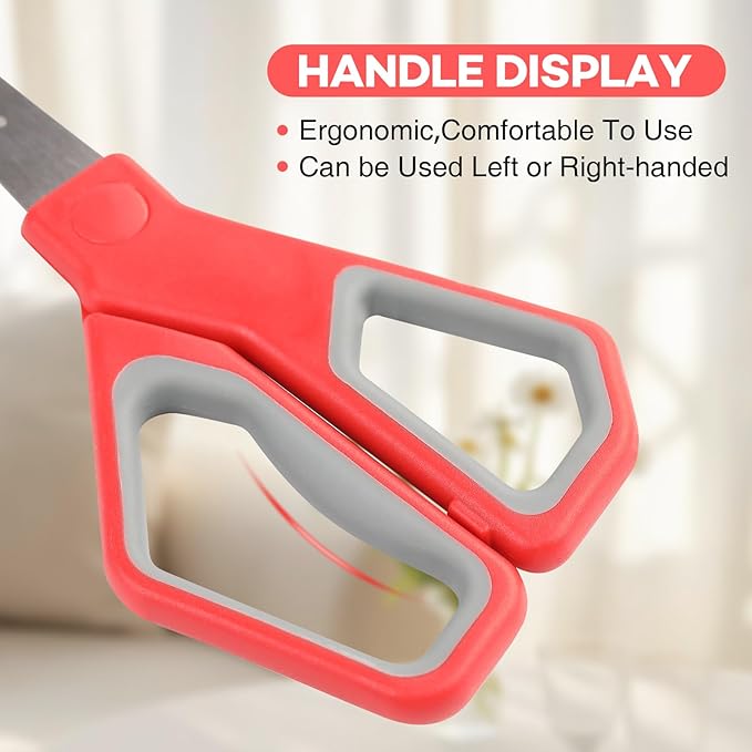 18Pack 8" Scissors All Purpose, Heavy Duty Scissors with Ultra Sharp Blades Comfort Grip Handles - For Office Home School Sewing Fabric Crafts, High/Middle School Student Teacher Scissor