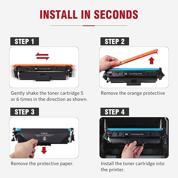 069 Toner Cartridge 4 Pack (with Chip) Compatible Replacement for Canon 069 069 H Works for Canon Color ImageCLASS MF753Cdw MF751Cdw LBP674Cdw LBP674C MF750C Series Printer