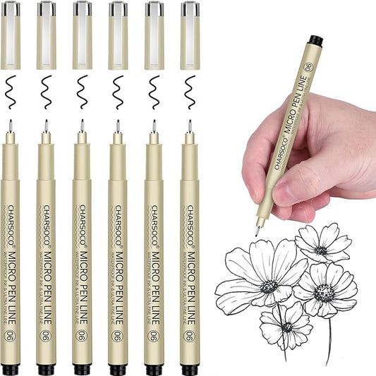 06 Micro Pen, Black Fine Point Pen with Waterproof Archival Ink, 0.5mm Fineliner Ink Pens for Artist Illustration, Sketching, Anime, Manga, Technical Drawing and Scrapbooking