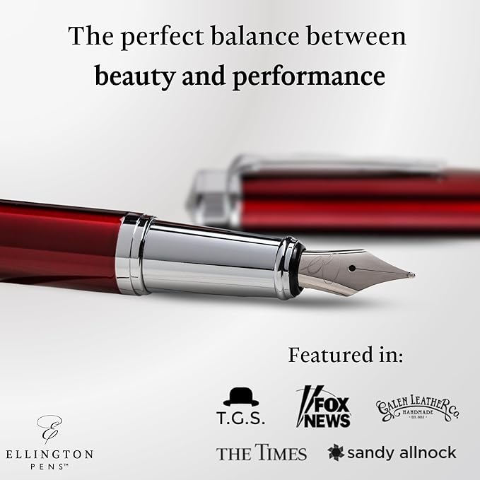Luxury Fountain Pen Set- Fountain Pens for Writing - Smooth Medium Nib - Includes Refillable Ink Converter, 3 Ink Cartridges [Black & Blue], Gift Box - Elegant Calligraphy