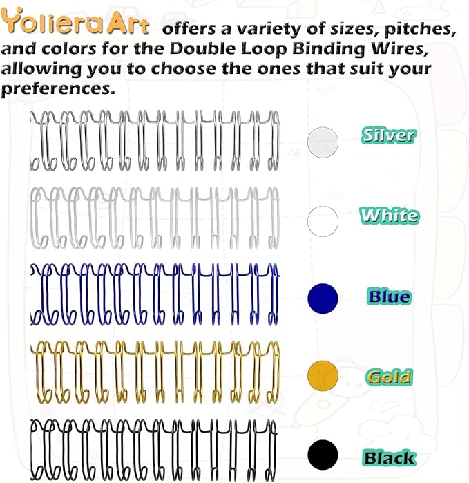 100 Pack Double Loop Wire Binding Spines, 3 to 1 Pitch,1/2 Inch Wire Cinch Book Binding Fit for School Office Notebook Maker, YolieraArt Metal Spiral for Bindings, (100 Sheet Capacity, White)