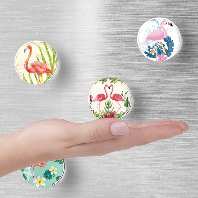 12Pcs Glass Strong Magnetic Refrigerator Magnet Fridge Sticker,Cute Flamingo Fridge Magnets Decoration for Crafts,Strong Fridge Magnets for Kitchen, School,Office Whiteboard, Cabinet and Dishwasher