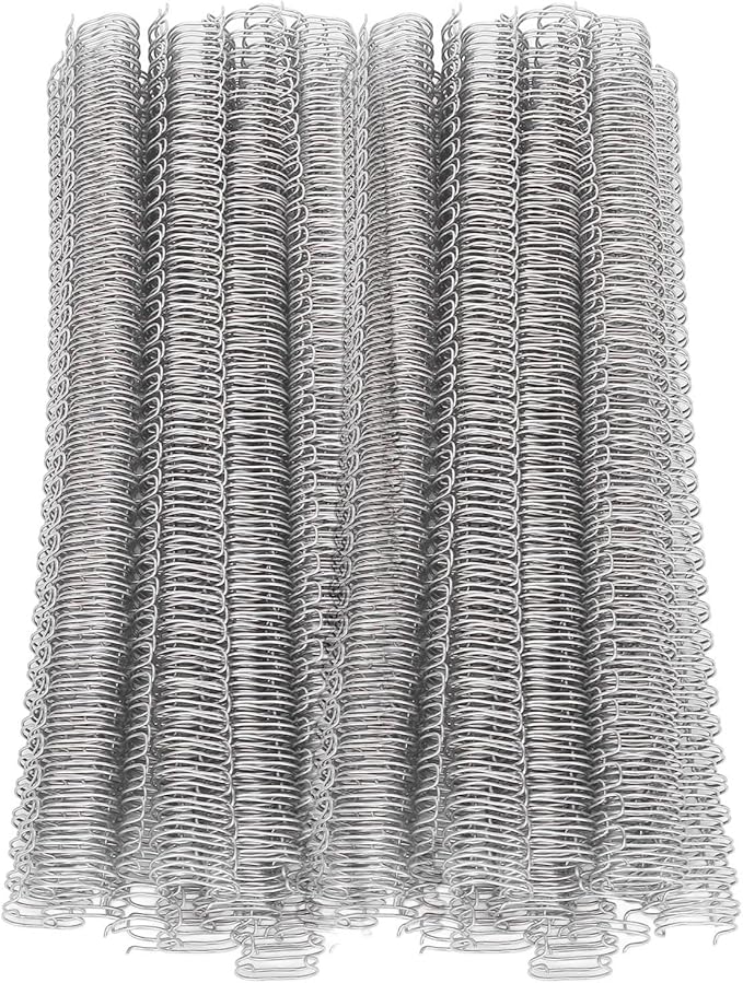100 Pack Metal Twin Loop Binding Wire Coils, 34-Loop, 3/4" Cinch Book Binding Wire, 3:1 Pitch, YolieraArt Double Loop Bindings180 Sheet Capacity Fit for School Office Notebook Maker Silver
