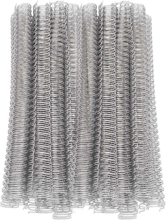 100 Pack Metal Twin Loop Binding Wire Coils, 34-Loop, 3/4" Cinch Book Binding Wire, 3:1 Pitch, YolieraArt Double Loop Bindings180 Sheet Capacity Fit for School Office Notebook Maker Silver