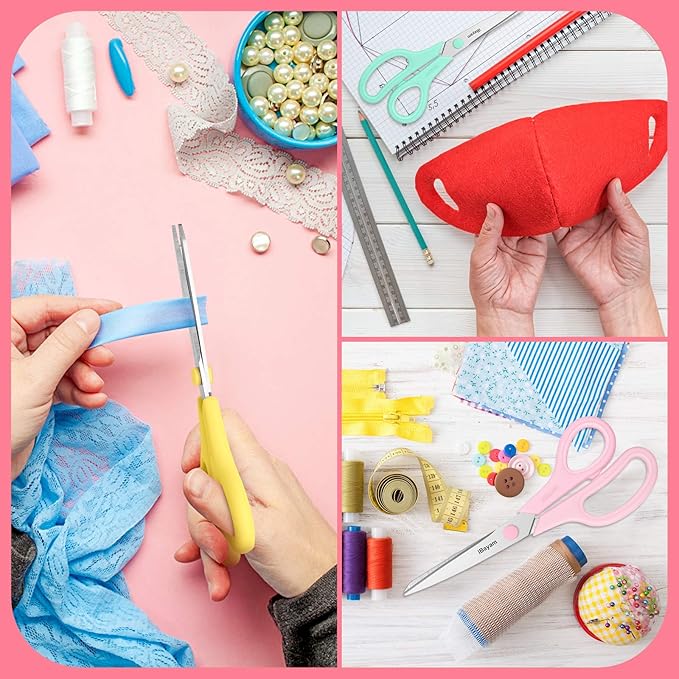 Scissors, iBayam 8" All Purpose Scissors Bulk 3-Pack, Ultra Sharp 2.5mm Thick Blade Shears Comfort-Grip for Office Desk Accessories Sewing Fabric Home Craft School Supplies, Right/Left Handed