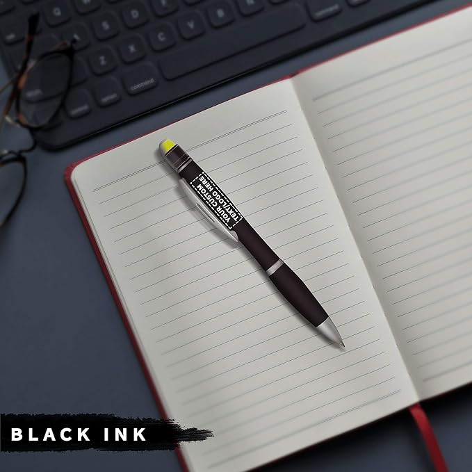 DISCOUNT PROMOS 100 Marathon Gel Highlighter Pens Pack - Customizable Text, Logo - Twist Mechanism, Ballpoint - Black