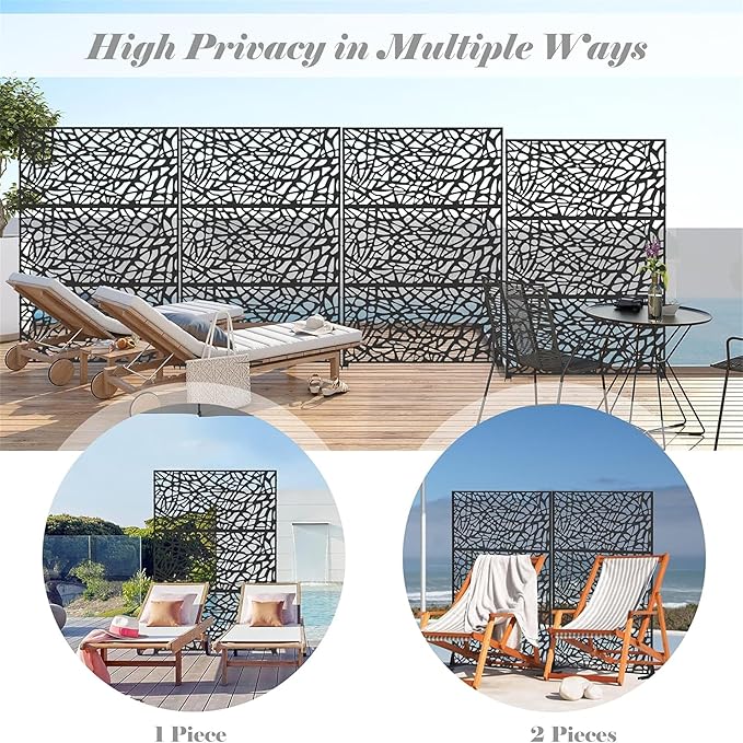 NicBex Room Divider 1 Panel Room Dividers with Mesh Shape Design Partition Room Dividers and Metal Privacy Screens Wall Divider for Outdoor, Room Separation,48.31" W x 15.75" D x 70.75" H, Black