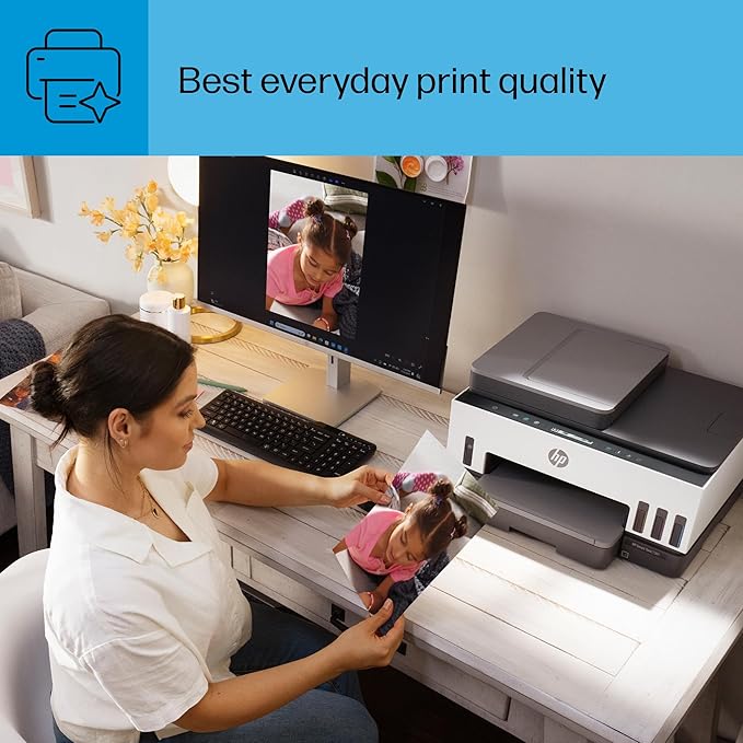 HP Smart Tank 7301 Wireless All-in-One Refillable Ink Tank Printer, Scanner, Copier with 2 years of ink included, Best for home office(28B70A)