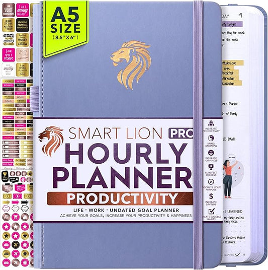 Hourly Planner - Undated Daily, Weekly & Monthly Planner with Budget Section | A 12 Month Journey to Increase Productivity & Happiness | Life Organizer & Gratitude Journal - Vertical Format