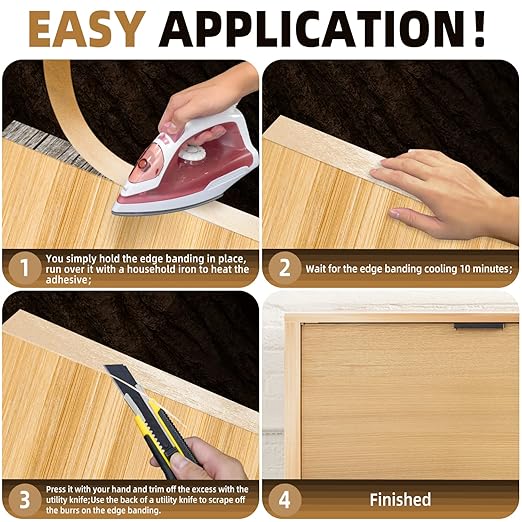 GSCIT Club Birch Edge Banding, 13/16 inch x 50ft roll of Wood Veneer Edge Banding Preglued Flexible, Wood Tape Banding for Cabinet Repair Plywood