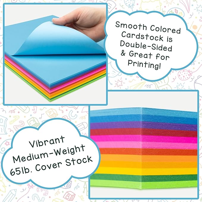 Hygloss Products Bright Colored Cardstock - 96 Sheets - 11x17 Card Stock Paper- 10-12 Bright Colors