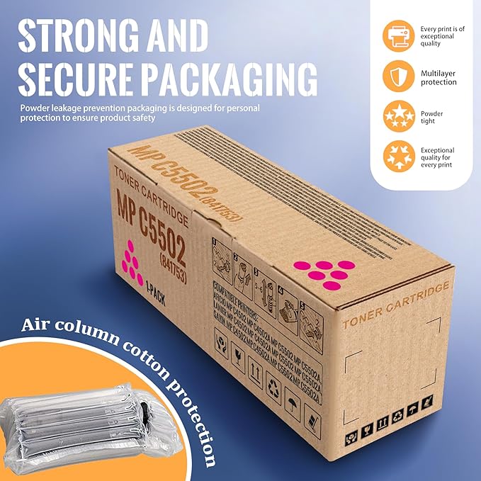 1 Pack MP C5502 Magenta Toner Cartridge | Replacement for Ricoh MP C5502 Work with Aficio MP C4502 C4502A C5502 C5502A LANIER MP C4502 C4502A C5502 C5502A SAVIN MP C4502 C4502A C5502 C5502A | 841753