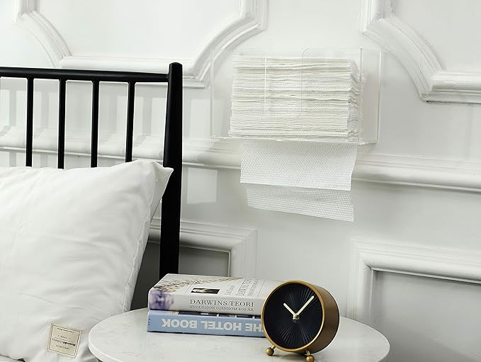 IEEK Paper Towel Dispenser Wall Mount Acrylic Paper Towel Holder for Bathroom Office and Kitchen,Hand Towel Dispenser Fits Multi-Fold Paper Towel,C-Fold, Zfold,Tri fold Paper Towels,Clear